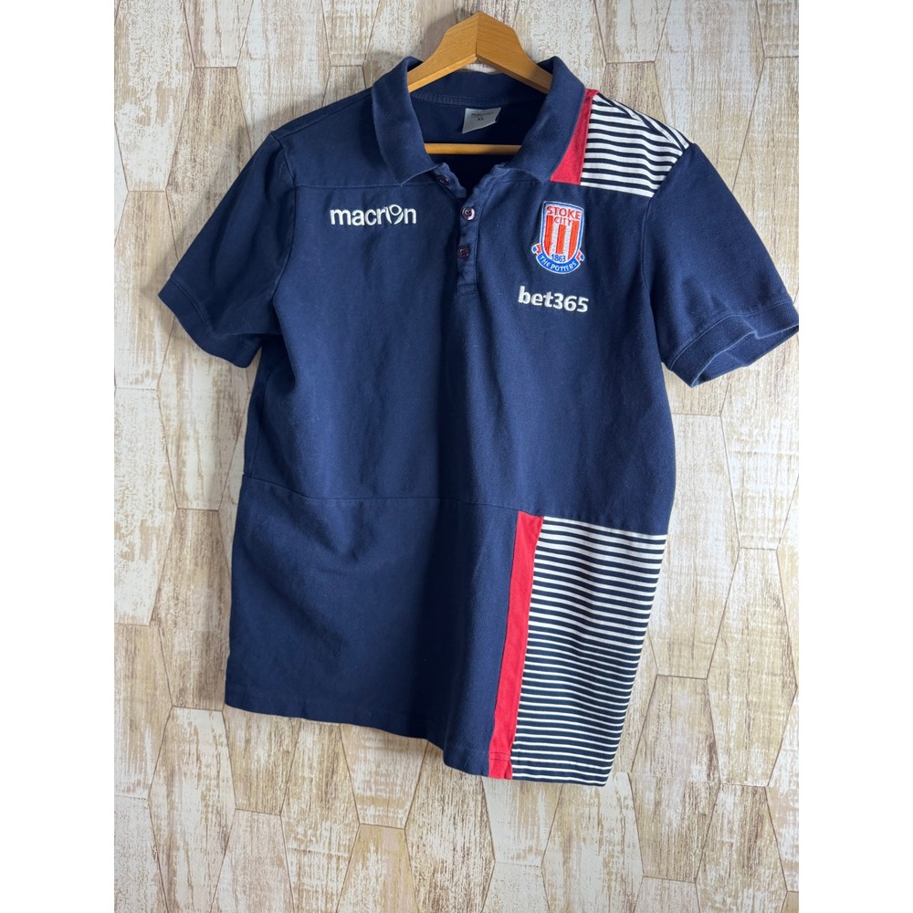 Macron Stoke City FC XL Polo Shirt Navy Blue Bet365‎ Soccer Football Training